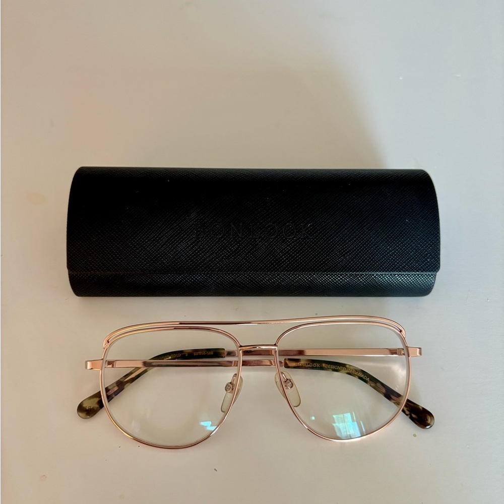 Rose Gold Glasses with Black Case